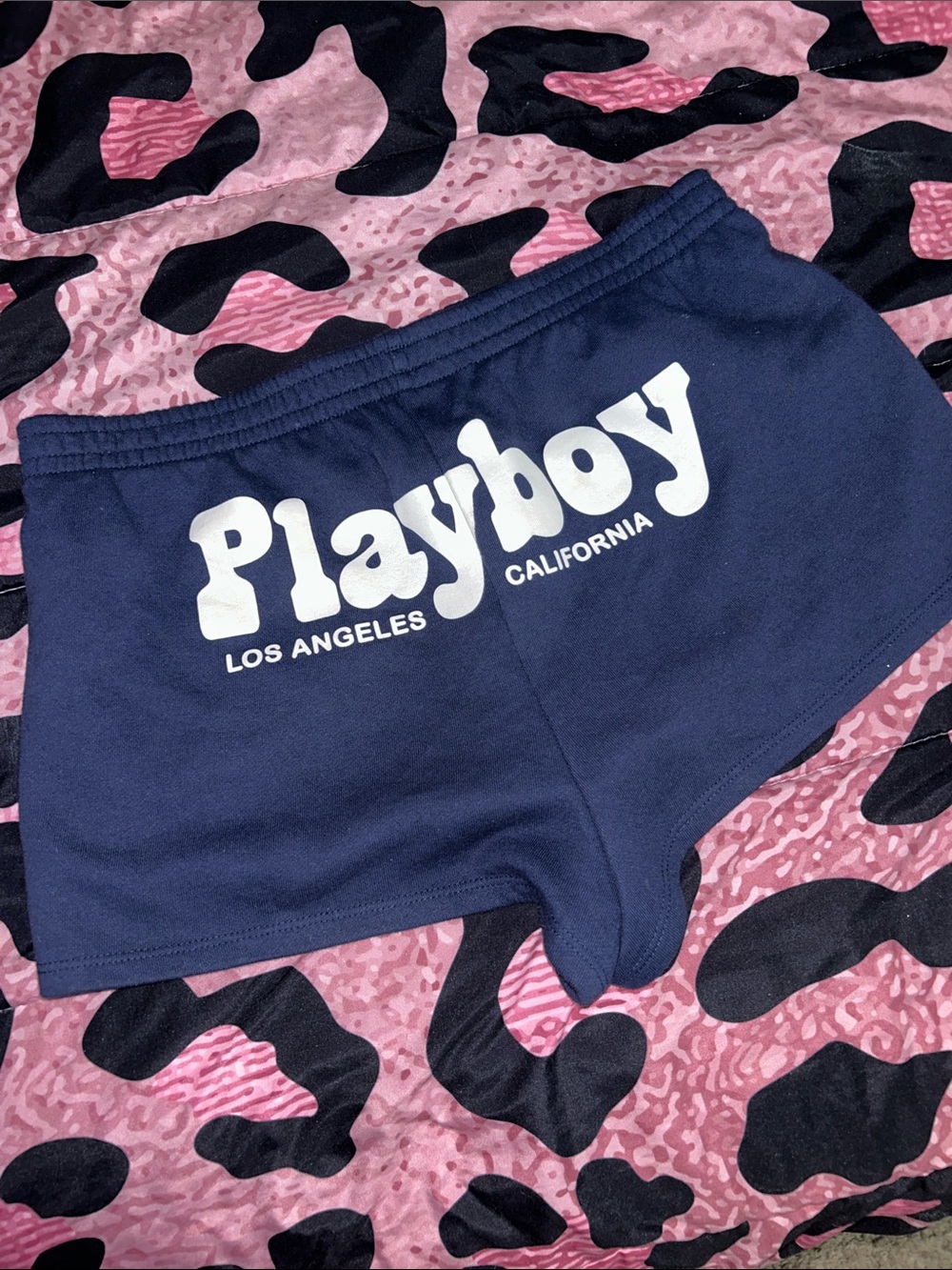 PLAYBOY Los Angeles Navy and White Logo Lounge booty Shorts